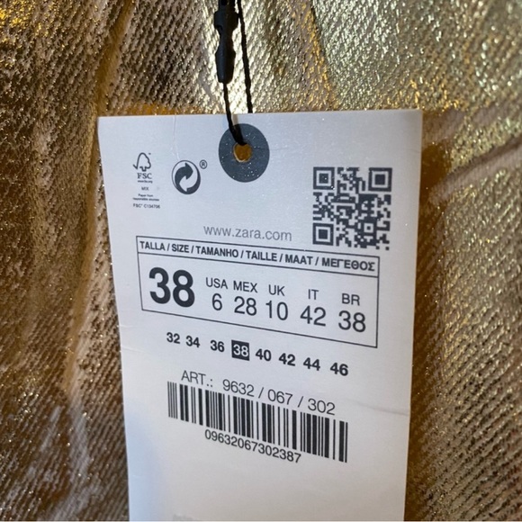 NWT Zara Boy Fit Gold Metallic Jeans. - Picture 4 of 6